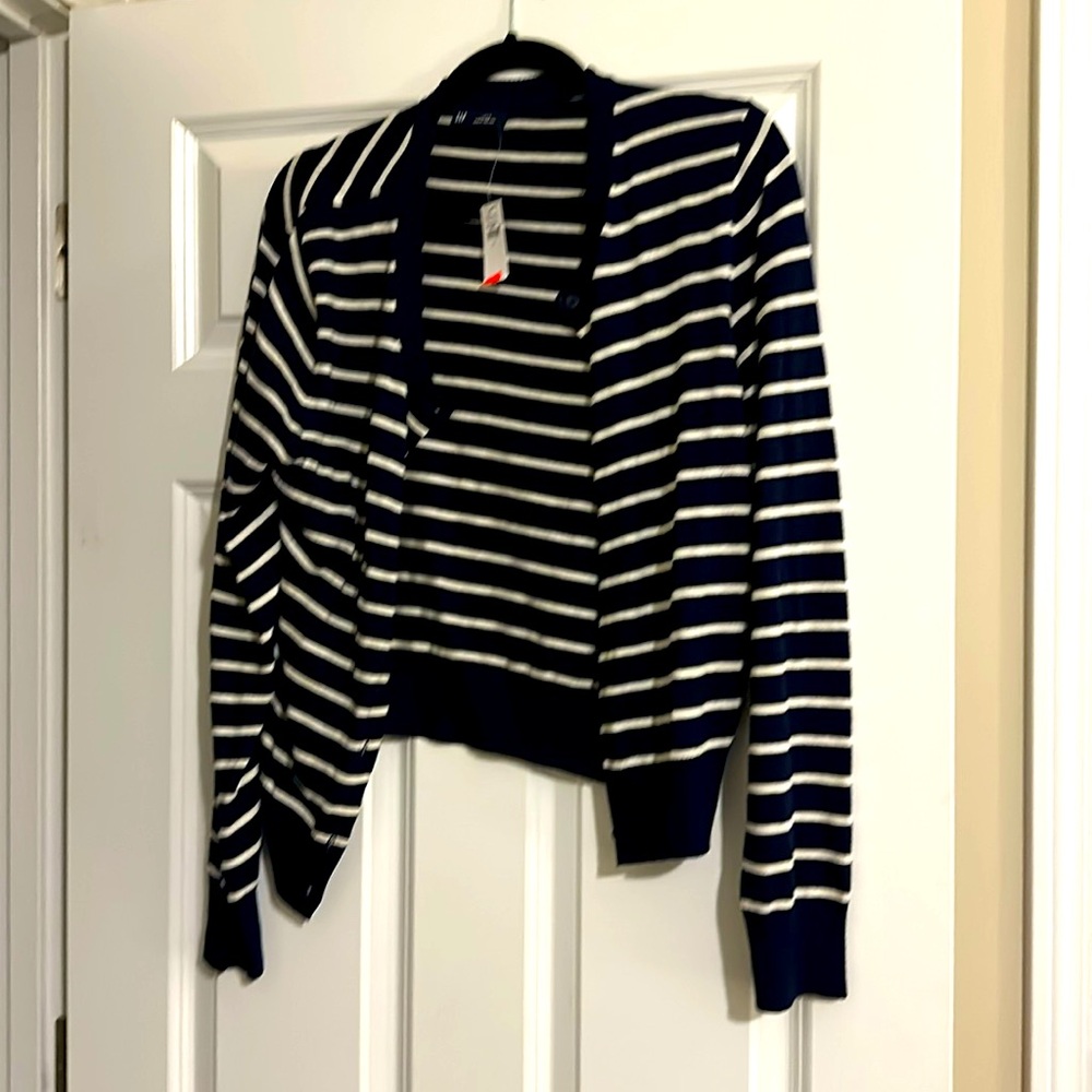 NWT Gap navy/white striped cardigan